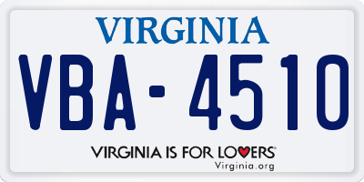 VA license plate VBA4510