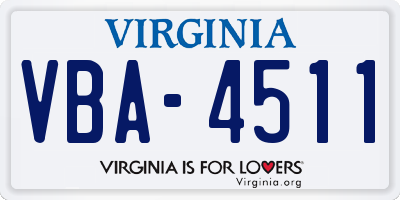 VA license plate VBA4511