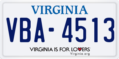 VA license plate VBA4513