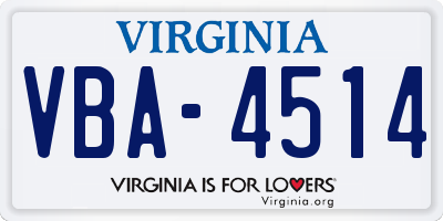VA license plate VBA4514