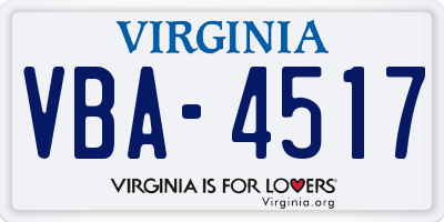 VA license plate VBA4517