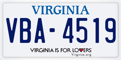 VA license plate VBA4519