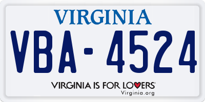 VA license plate VBA4524