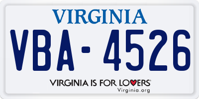 VA license plate VBA4526