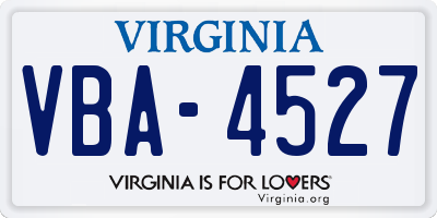 VA license plate VBA4527
