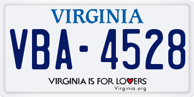 VA license plate VBA4528