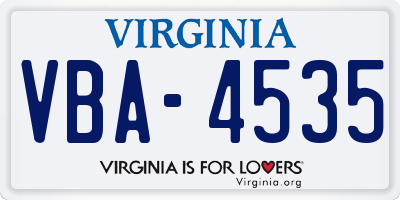 VA license plate VBA4535