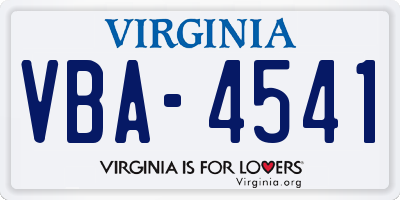 VA license plate VBA4541