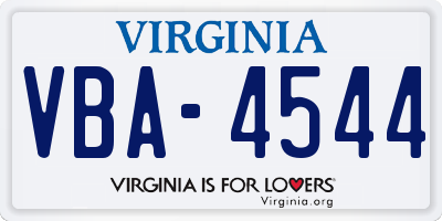 VA license plate VBA4544