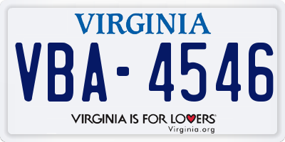VA license plate VBA4546