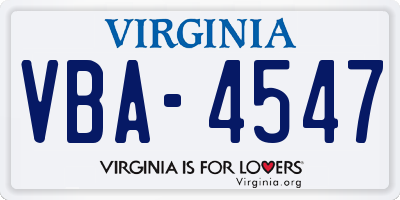 VA license plate VBA4547