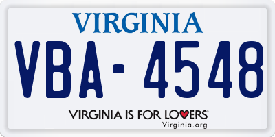 VA license plate VBA4548