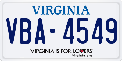 VA license plate VBA4549