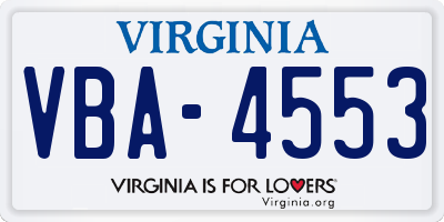 VA license plate VBA4553