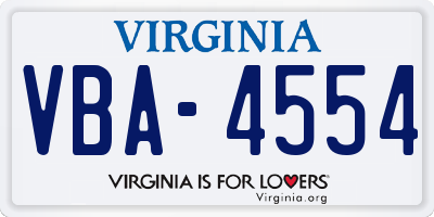 VA license plate VBA4554