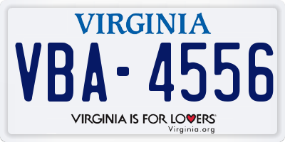 VA license plate VBA4556
