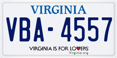 VA license plate VBA4557