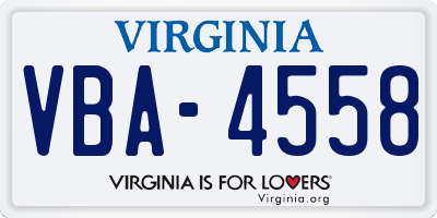 VA license plate VBA4558