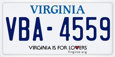 VA license plate VBA4559