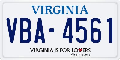 VA license plate VBA4561