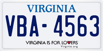 VA license plate VBA4563