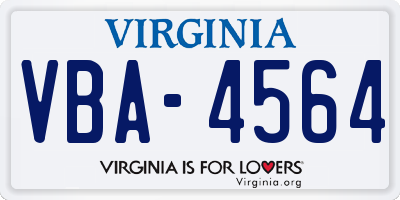 VA license plate VBA4564