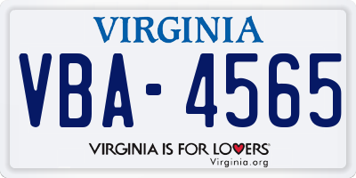 VA license plate VBA4565