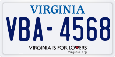 VA license plate VBA4568