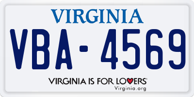 VA license plate VBA4569
