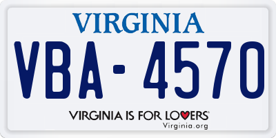 VA license plate VBA4570