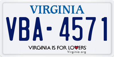 VA license plate VBA4571