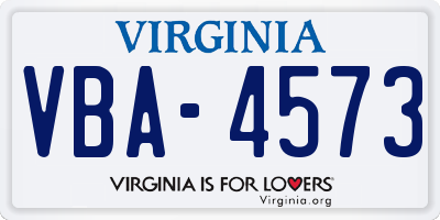 VA license plate VBA4573