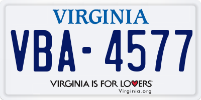VA license plate VBA4577