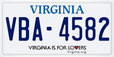 VA license plate VBA4582