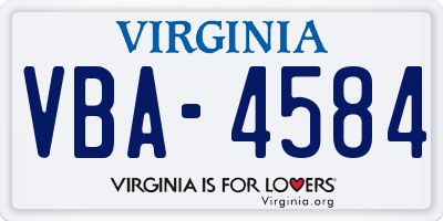 VA license plate VBA4584