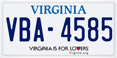 VA license plate VBA4585