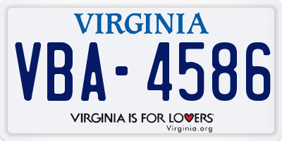 VA license plate VBA4586