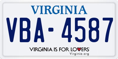 VA license plate VBA4587