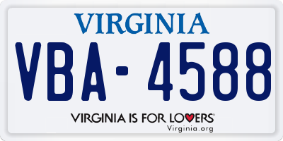 VA license plate VBA4588