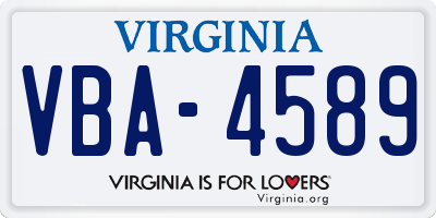 VA license plate VBA4589