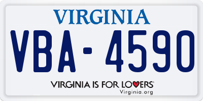 VA license plate VBA4590