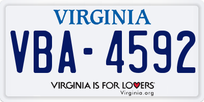 VA license plate VBA4592