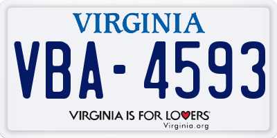 VA license plate VBA4593