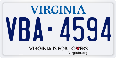 VA license plate VBA4594