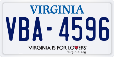 VA license plate VBA4596