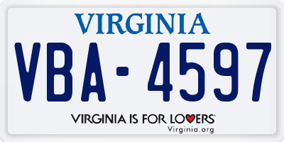 VA license plate VBA4597