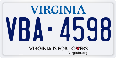 VA license plate VBA4598
