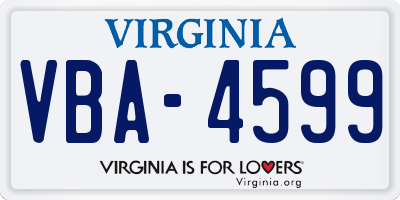 VA license plate VBA4599