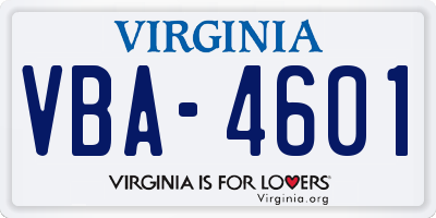 VA license plate VBA4601