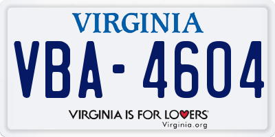 VA license plate VBA4604